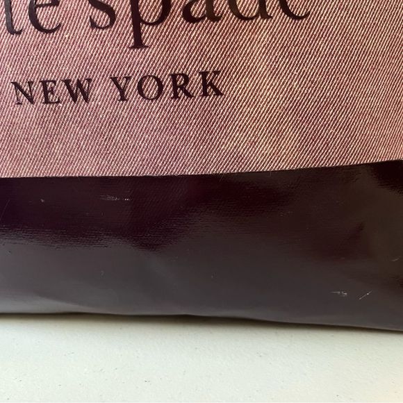 Kate Spade Ash Street Logo Triple Compartment Tote GUC Cotton Twill Leather Trim - Picture 9 of 14